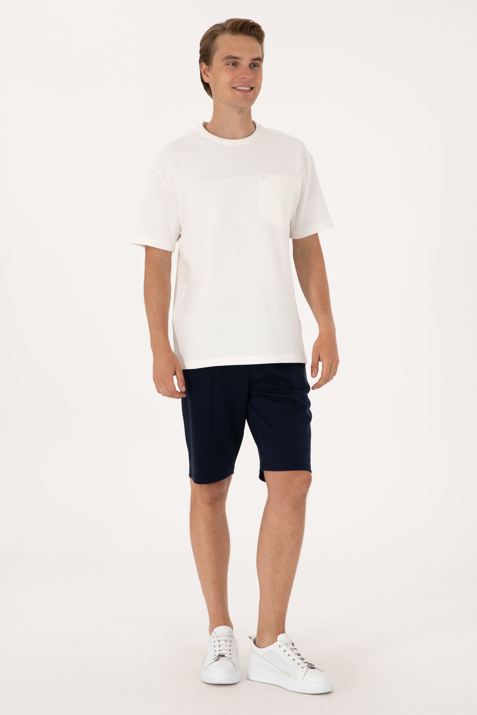 Pantaloni Scurți Bărbați Bleumarin Cu Imprimeu Logo