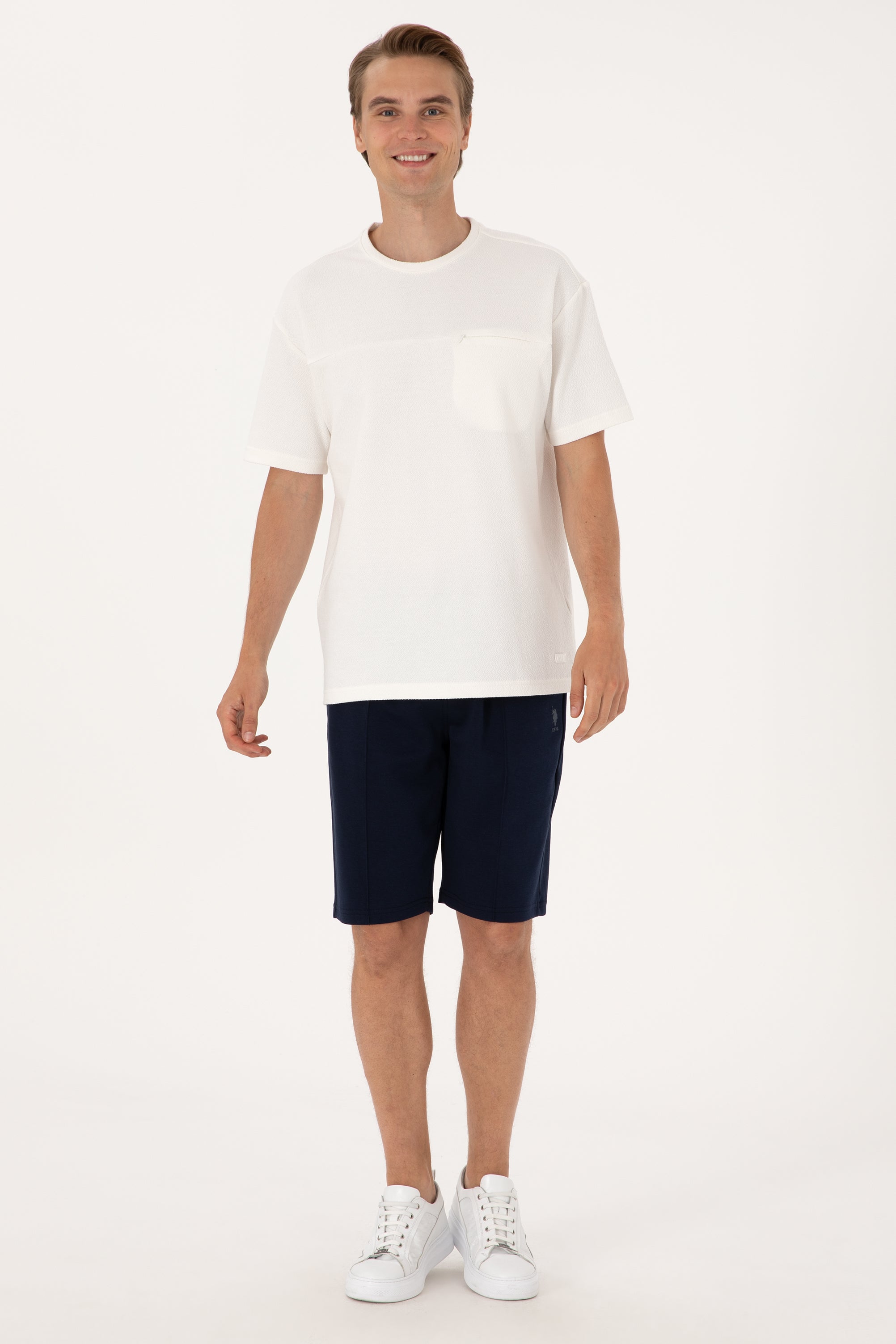 Pantaloni Scurți Bărbați Bleumarin Cu Imprimeu Logo