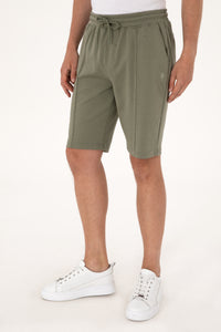 Pantaloni Scurți Bărbați Kaki Cu Imprimeu Logo