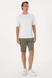 Pantaloni Scurți Bărbați Kaki Cu Imprimeu Logo