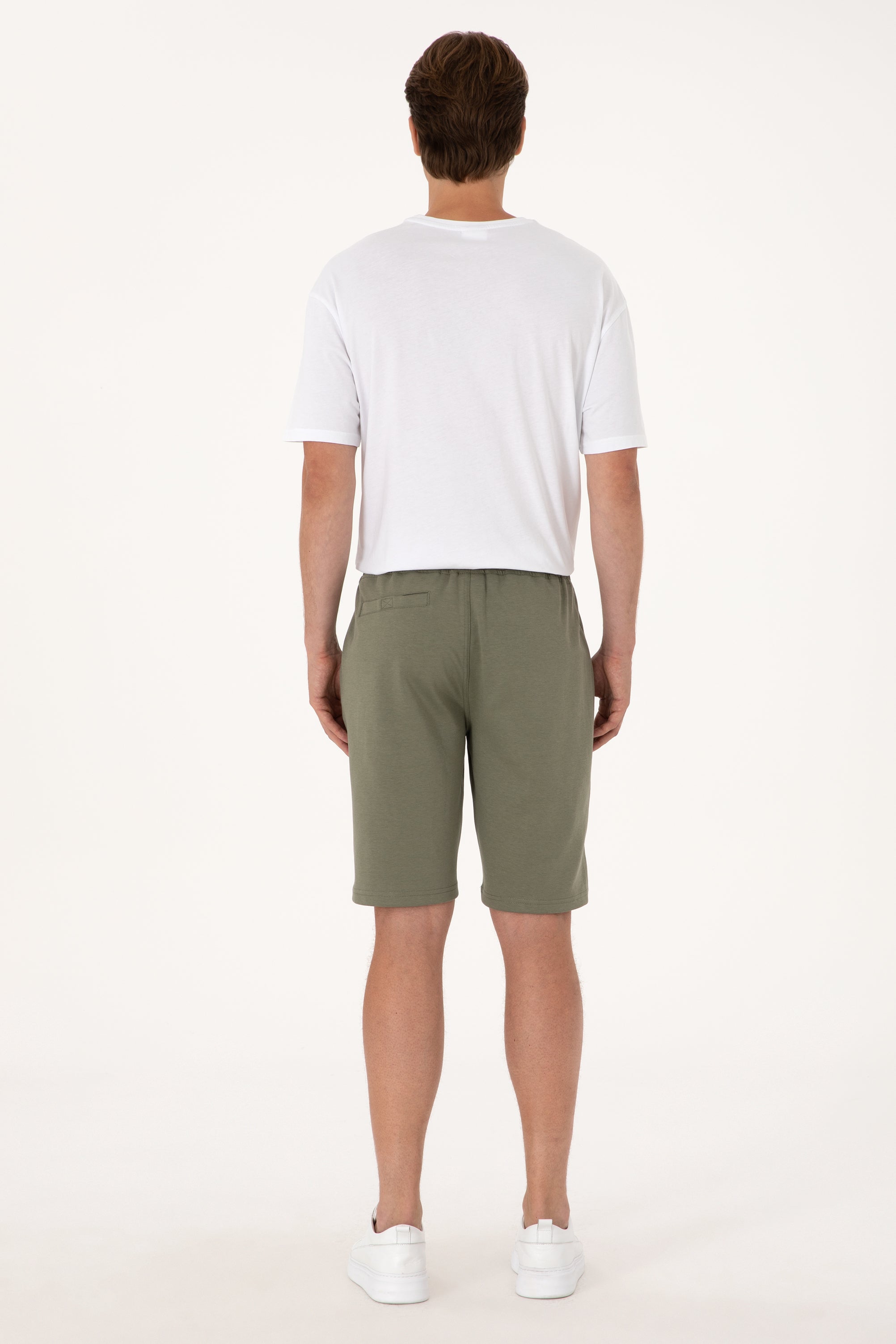 Pantaloni Scurți Bărbați Kaki Cu Imprimeu Logo