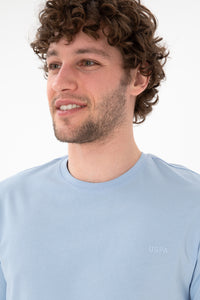 Tricou Bărbați Albastru Deschis Cu Guler Rotund