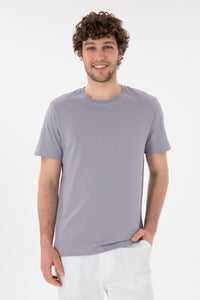 Tricou Bărbați Lila Prafuit Cu Guler Rotund