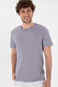 Tricou Bărbați Lila Prafuit Cu Guler Rotund