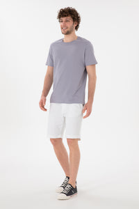 Tricou Bărbați Lila Prafuit Cu Guler Rotund