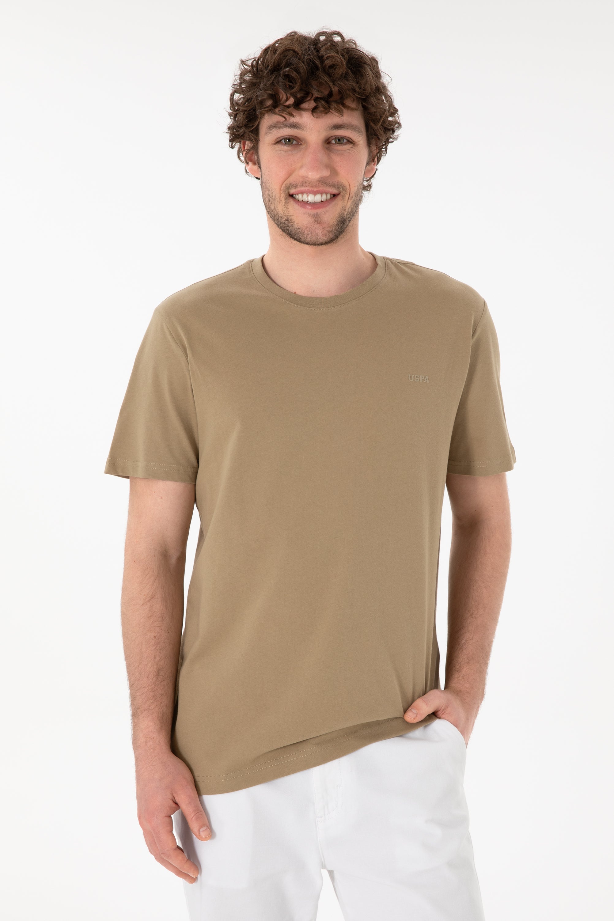 Tricou Bărbați Camel Cu Guler Rotund