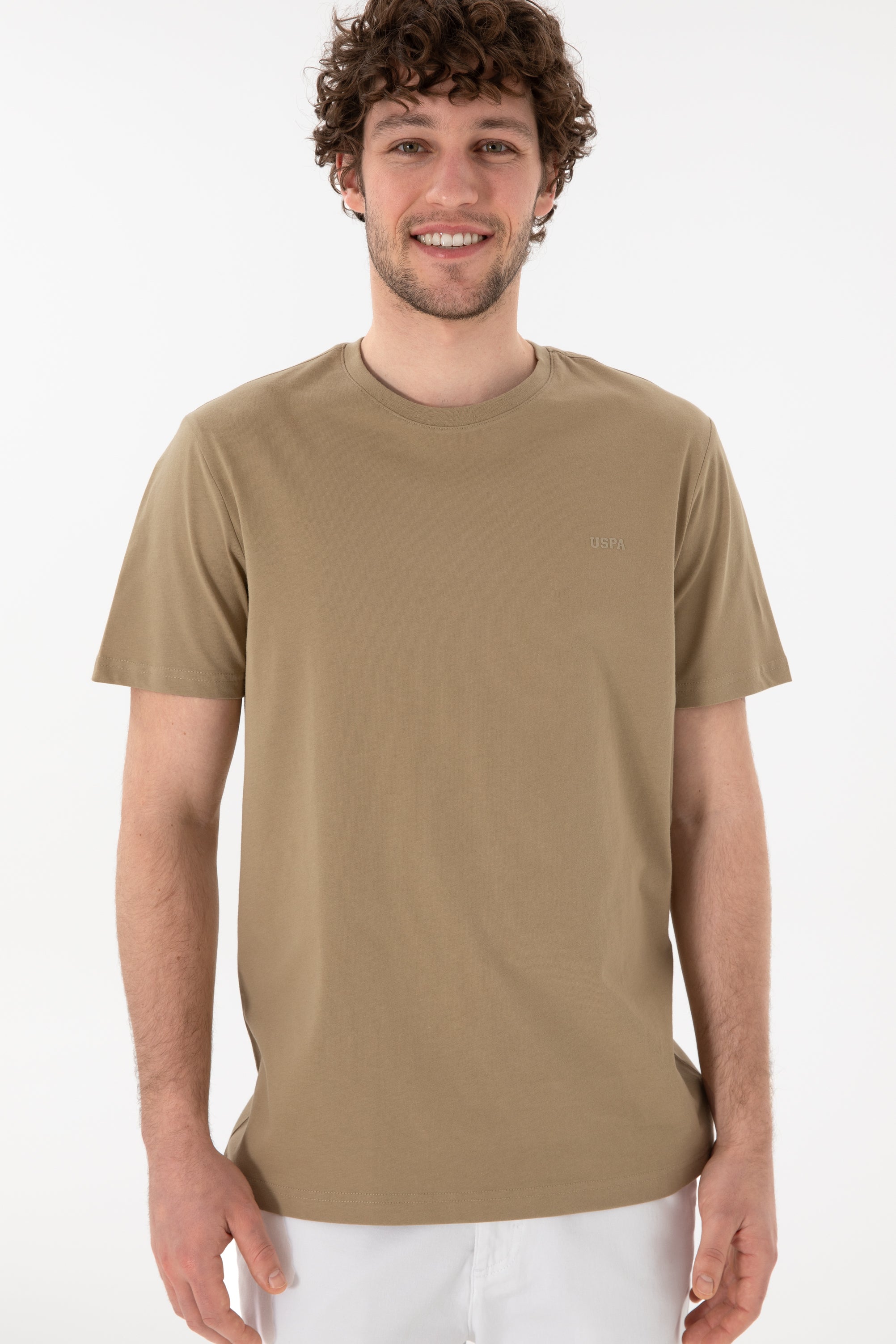 Tricou Bărbați Camel Cu Guler Rotund
