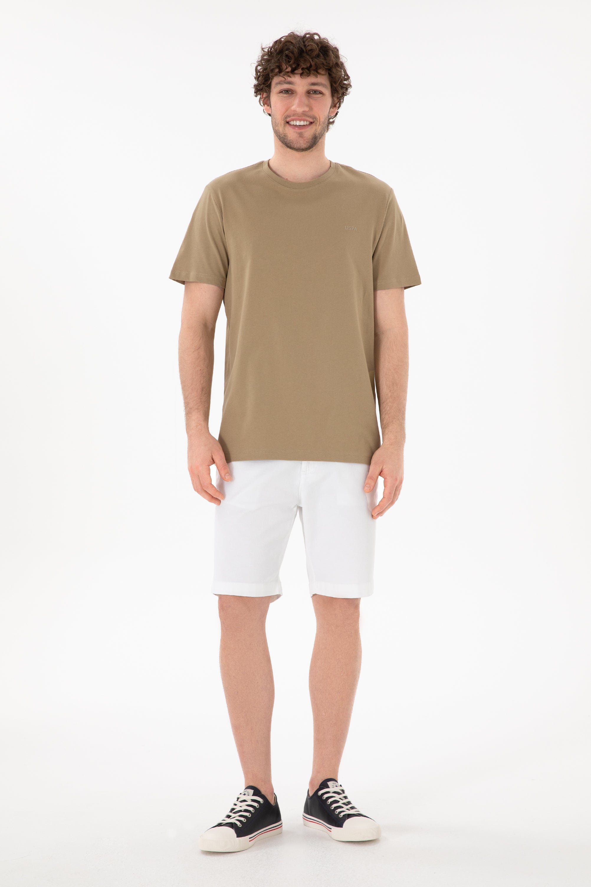 Tricou Bărbați Camel Cu Guler Rotund