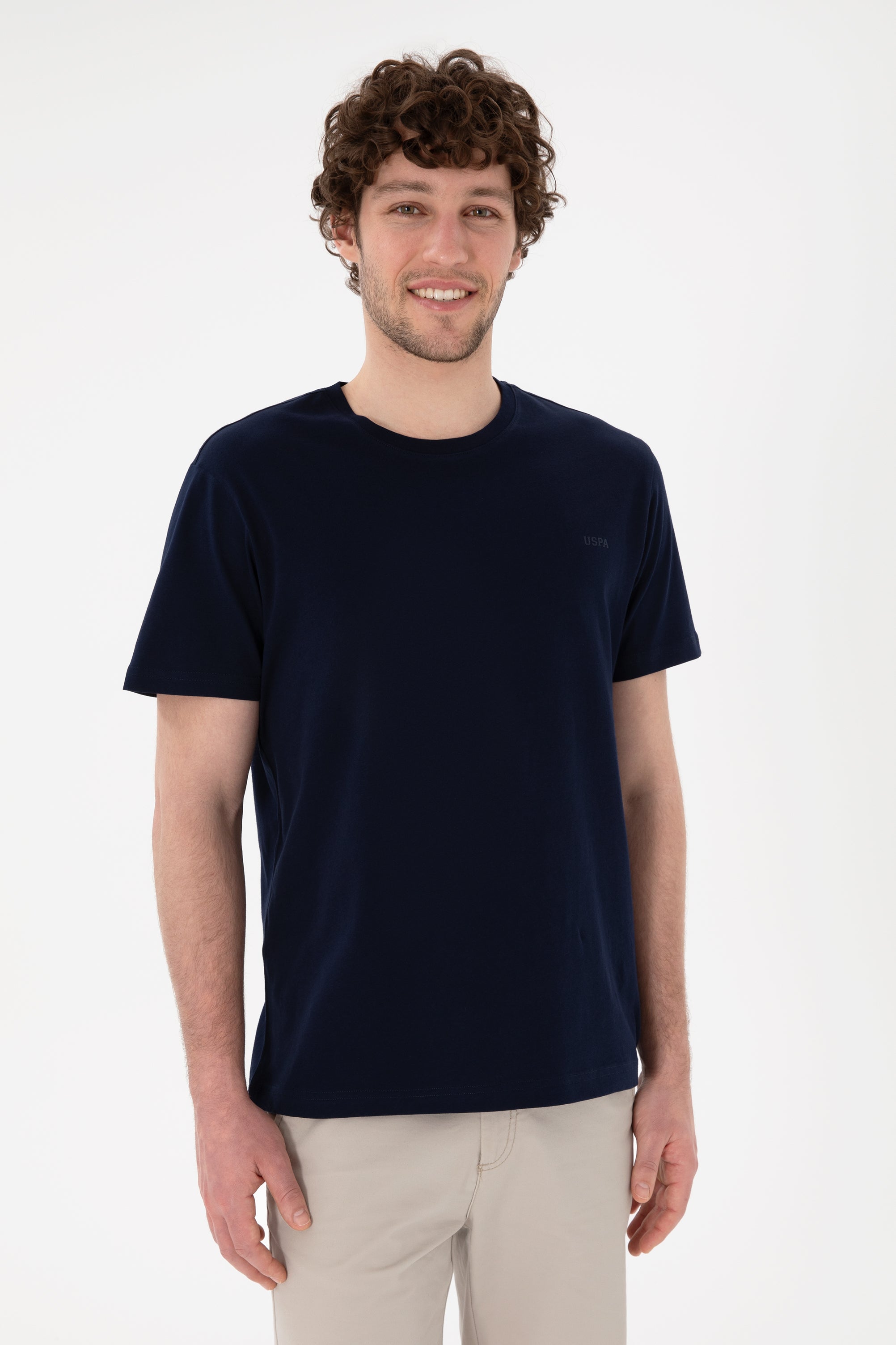 Tricou Bărbați Bleumarin Cu Guler Rotund