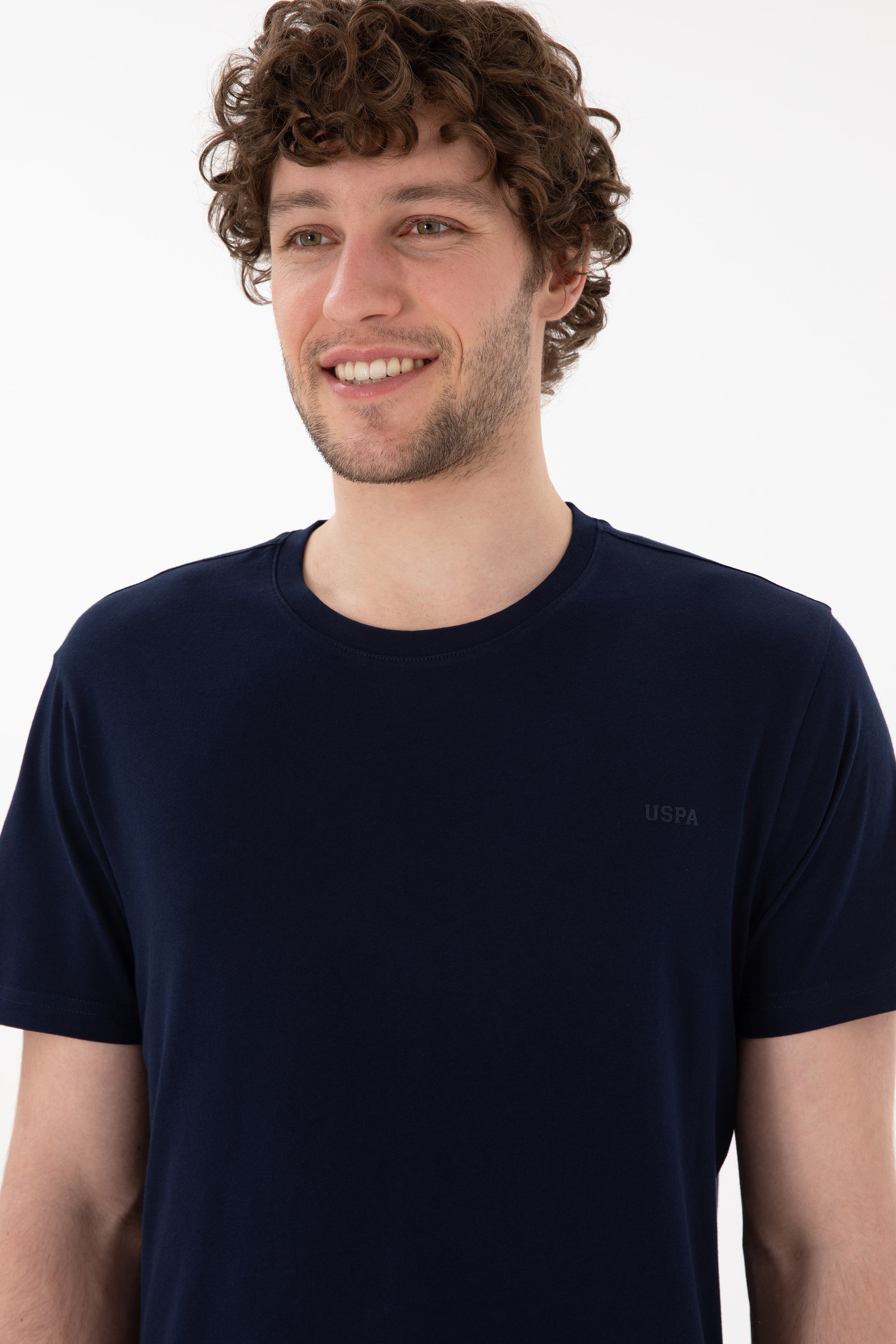 Tricou Bărbați Bleumarin Cu Guler Rotund