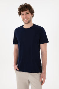 Tricou Bărbați Bleumarin Cu Guler Rotund