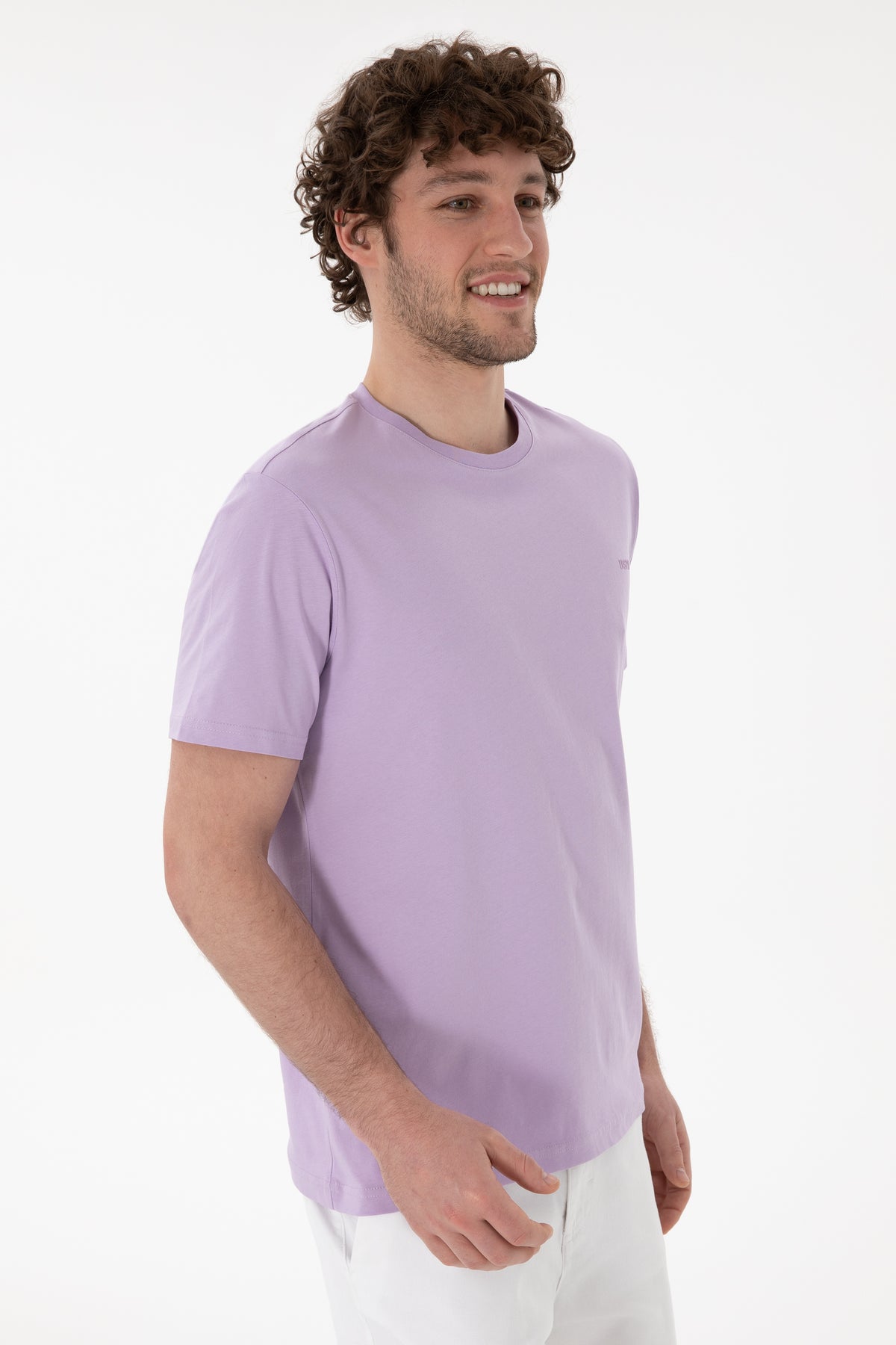 Tricou Bărbați Lila Cu Guler Rotund