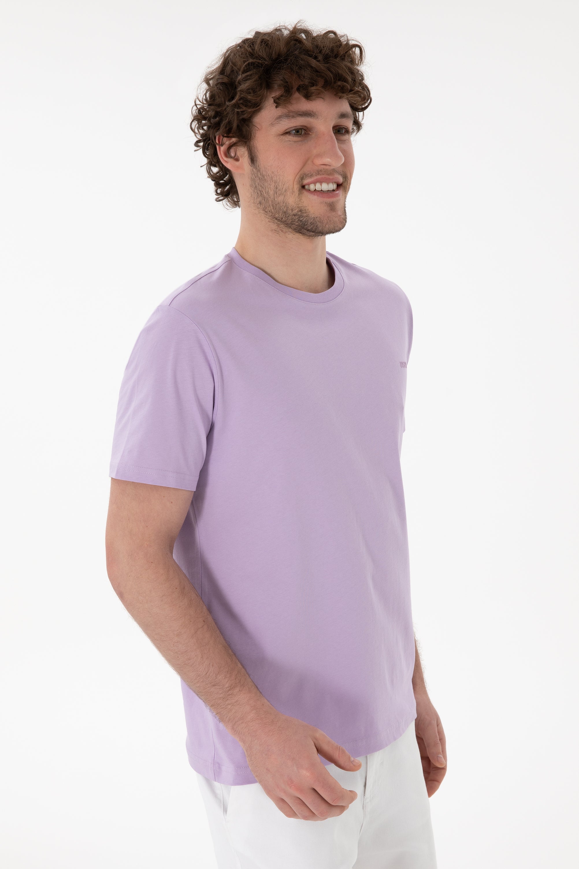 Tricou Bărbați Lila Cu Guler Rotund