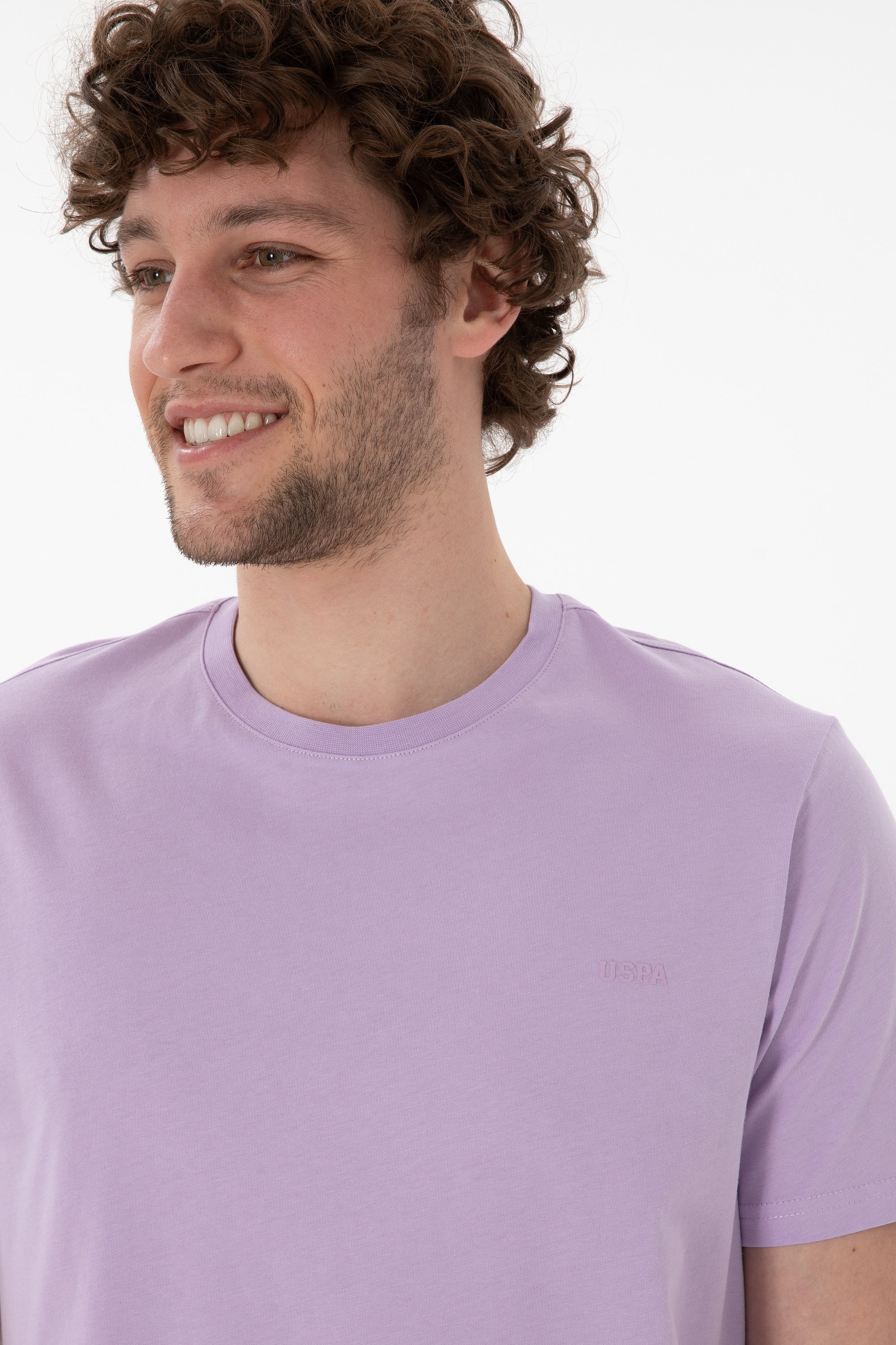 Tricou Bărbați Lila Cu Guler Rotund