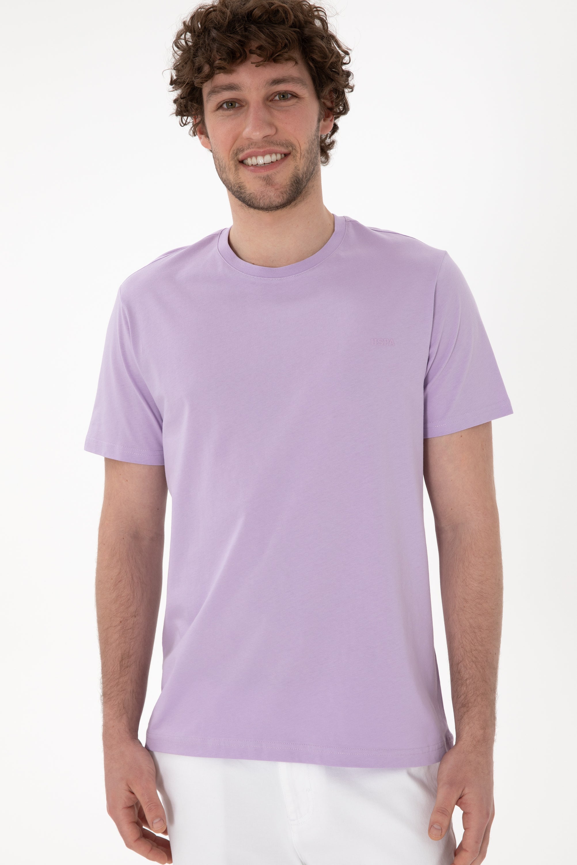 Tricou Bărbați Lila Cu Guler Rotund