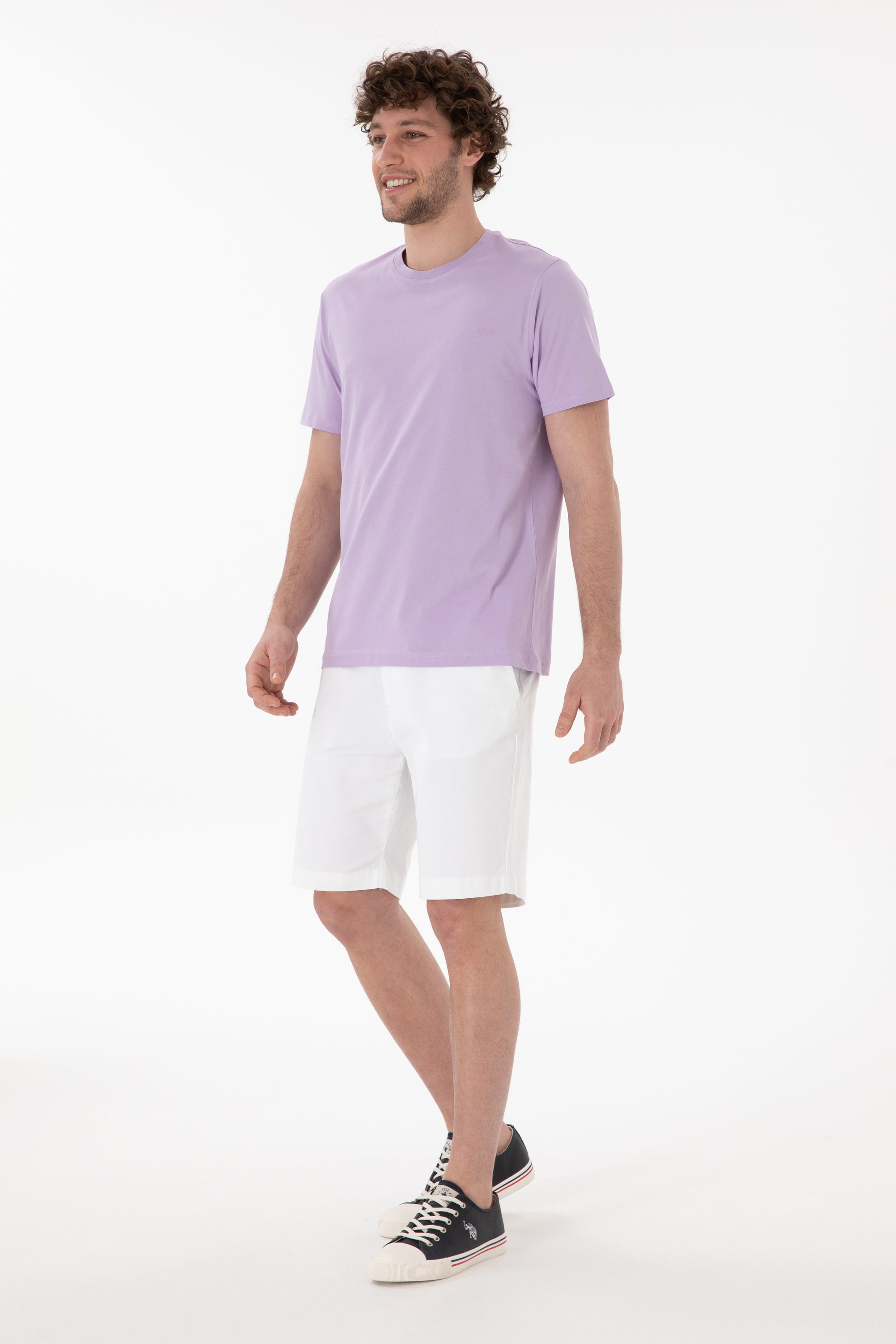 Tricou Bărbați Lila Cu Guler Rotund