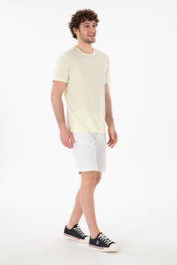 Tricou Bărbați Galben Pal Cu Guler Rotund