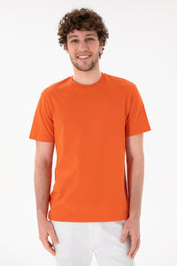 Tricou Bărbați Roșu Corai Cu Guler Rotund