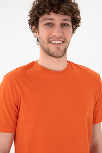 Tricou Bărbați Roșu Corai Cu Guler Rotund