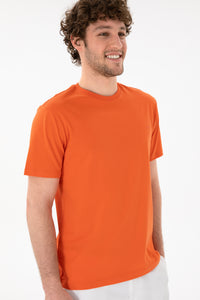 Tricou Bărbați Roșu Corai Cu Guler Rotund