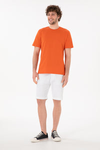 Tricou Bărbați Roșu Corai Cu Guler Rotund