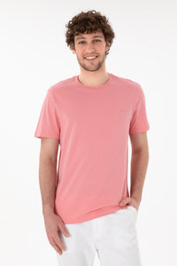 Tricou Bărbați Roz Prăfuit Cu Guler Rotund