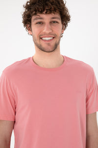 Tricou Bărbați Roz Prăfuit Cu Guler Rotund