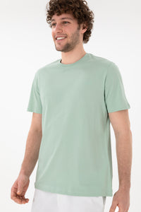 Tricou Bărbați Verde Pastel Cu Guler Rotund