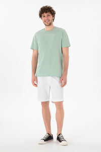 Tricou Bărbați Verde Pastel Cu Guler Rotund