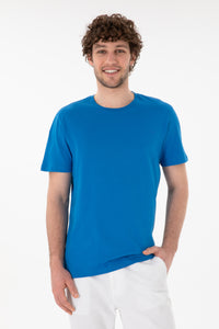 Tricou Bărbați Albastru Cu Guler Rotund