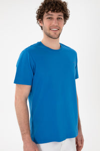 Tricou Bărbați Albastru Cu Guler Rotund