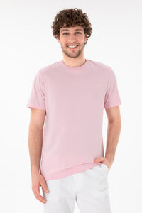 Tricou Bărbați Roz Pastel Cu Guler Rotund