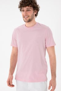 Tricou Bărbați Roz Pastel Cu Guler Rotund