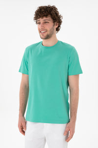 Tricou Bărbați Verde Mentă Cu Guler Rotund