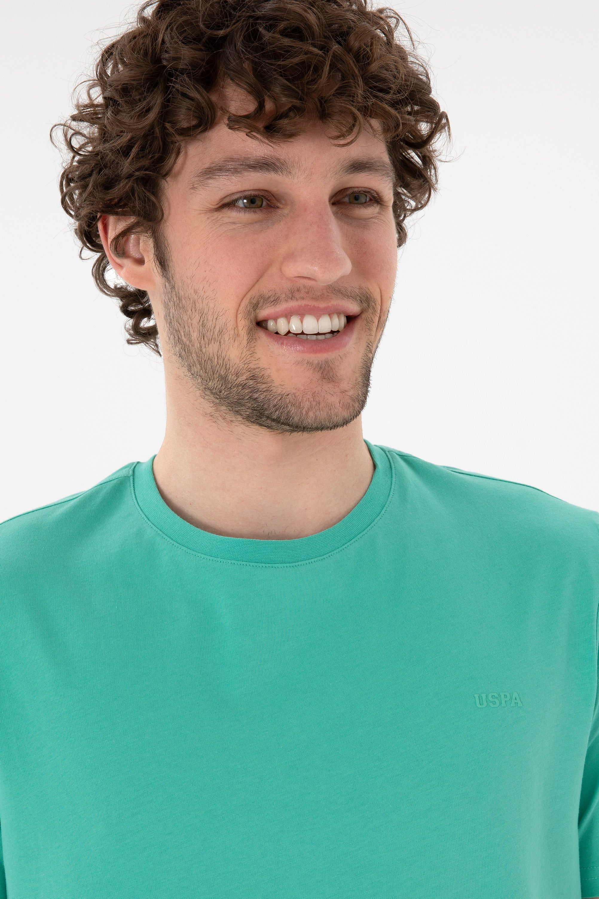 Tricou Bărbați Verde Mentă Cu Guler Rotund