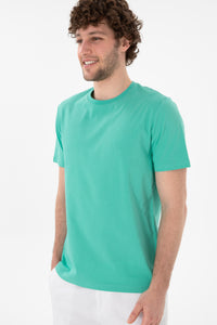 Tricou Bărbați Verde Mentă Cu Guler Rotund