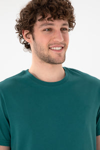 Tricou Bărbați Verde Smarald Cu Guler Rotund