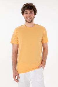 Tricou Bărbați Portocaliu Deschis Cu Guler Rotund