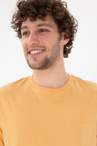 Tricou Bărbați Portocaliu Deschis Cu Guler Rotund