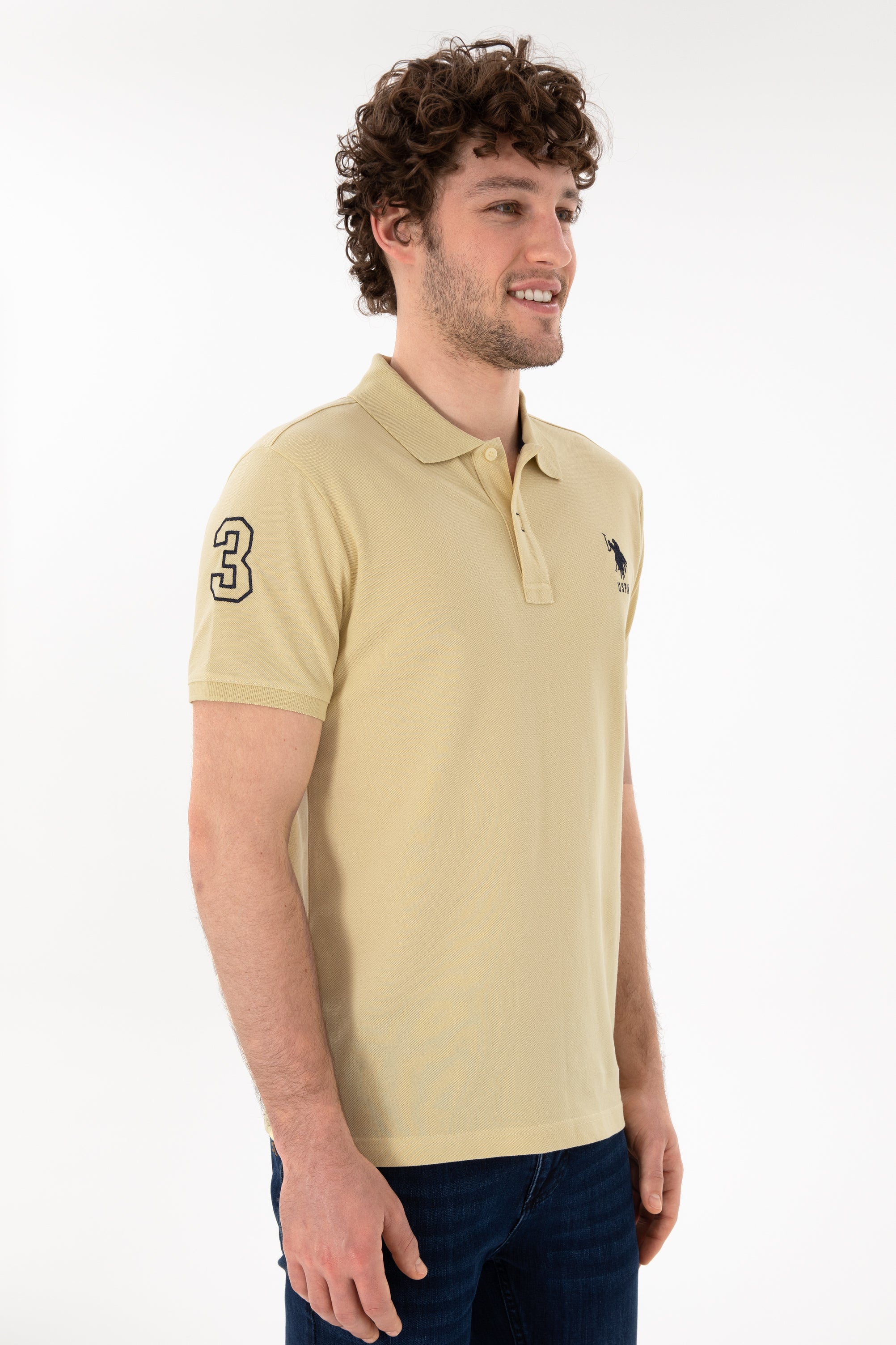 Tricou Polo Bărbați Verde Fistic Cu Logo Brodat