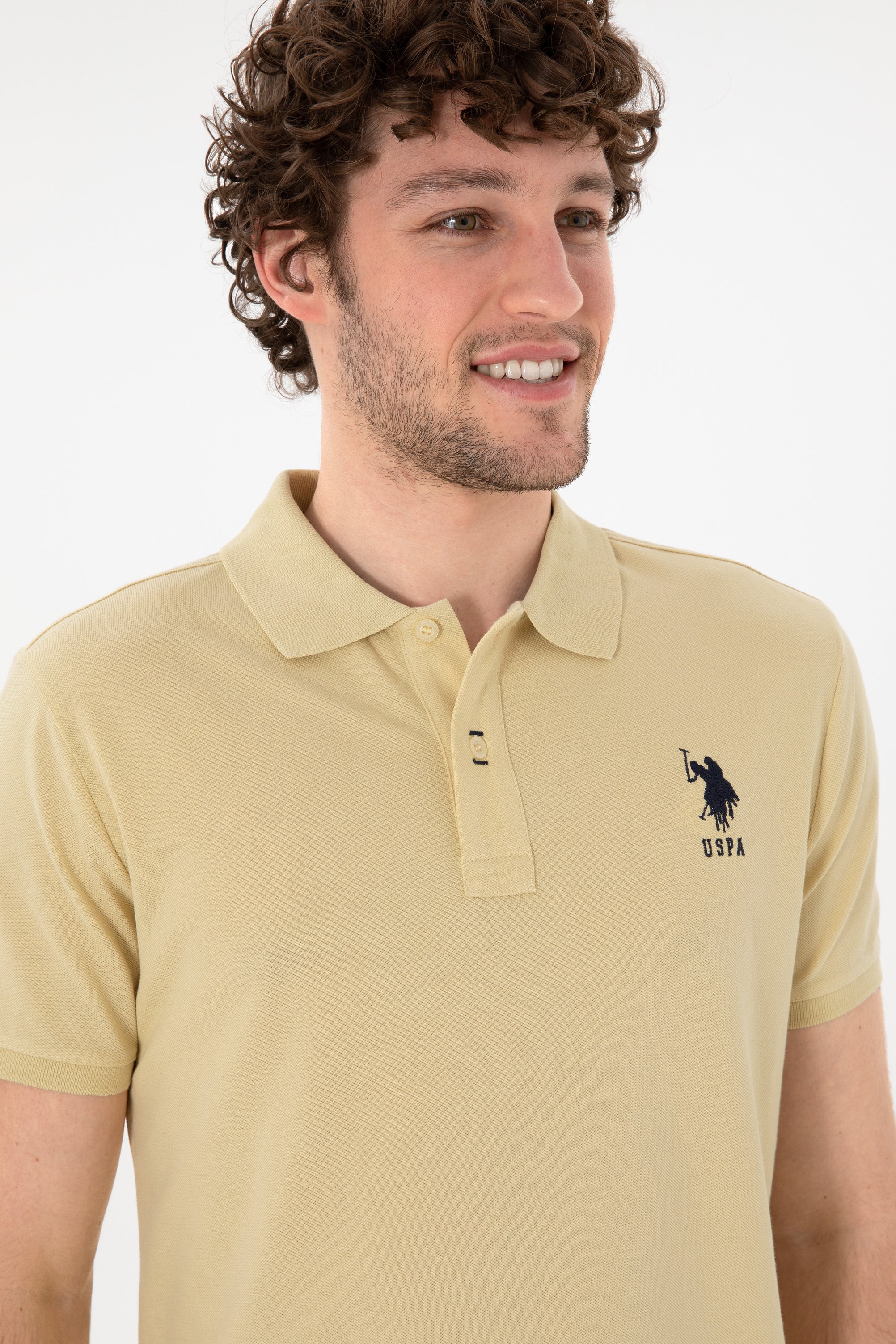 Tricou Polo Bărbați Verde Fistic Cu Logo Brodat