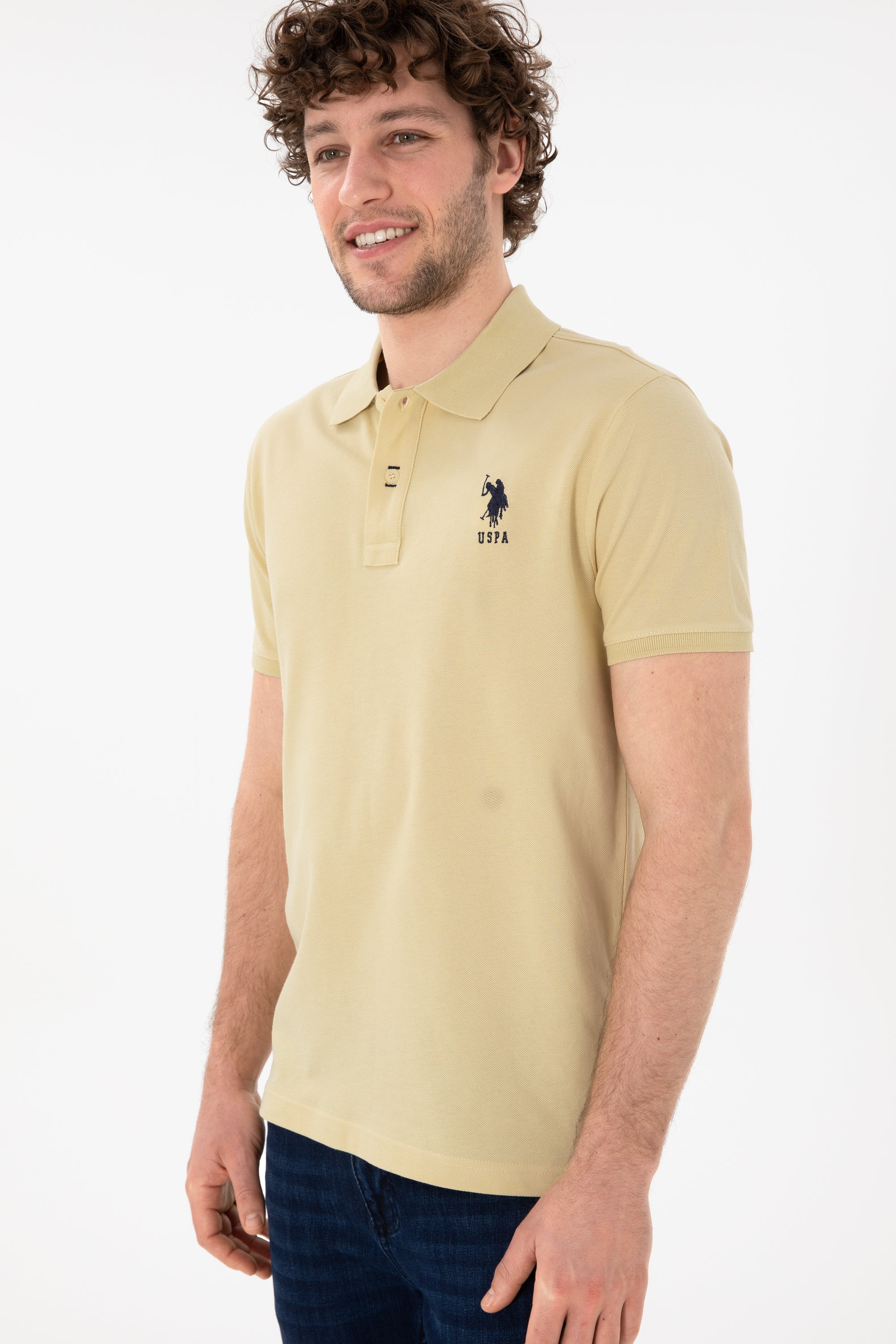 Tricou Polo Bărbați Verde Fistic Cu Logo Brodat