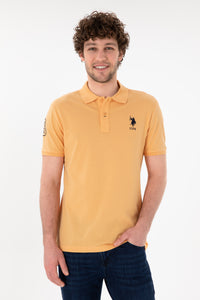 Tricou Polo Bărbați Roz Piersică Cu Logo Brodat
