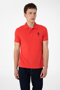 Tricou Polo Bărbați Roșu Aprins Cu Logo Brodat