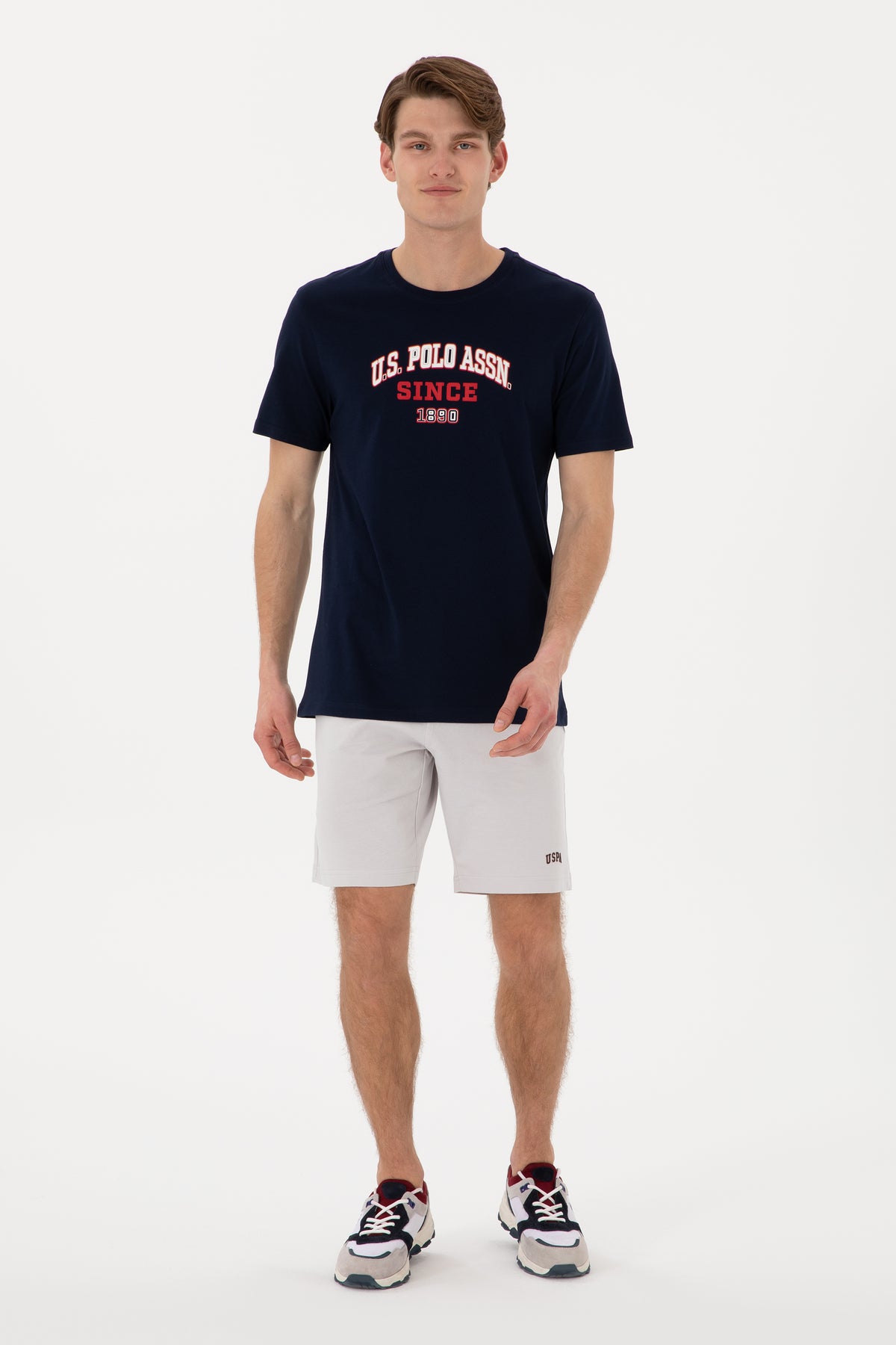 Pantaloni Scurți Bărbați Gri Perla Cu Imprimeu USPA