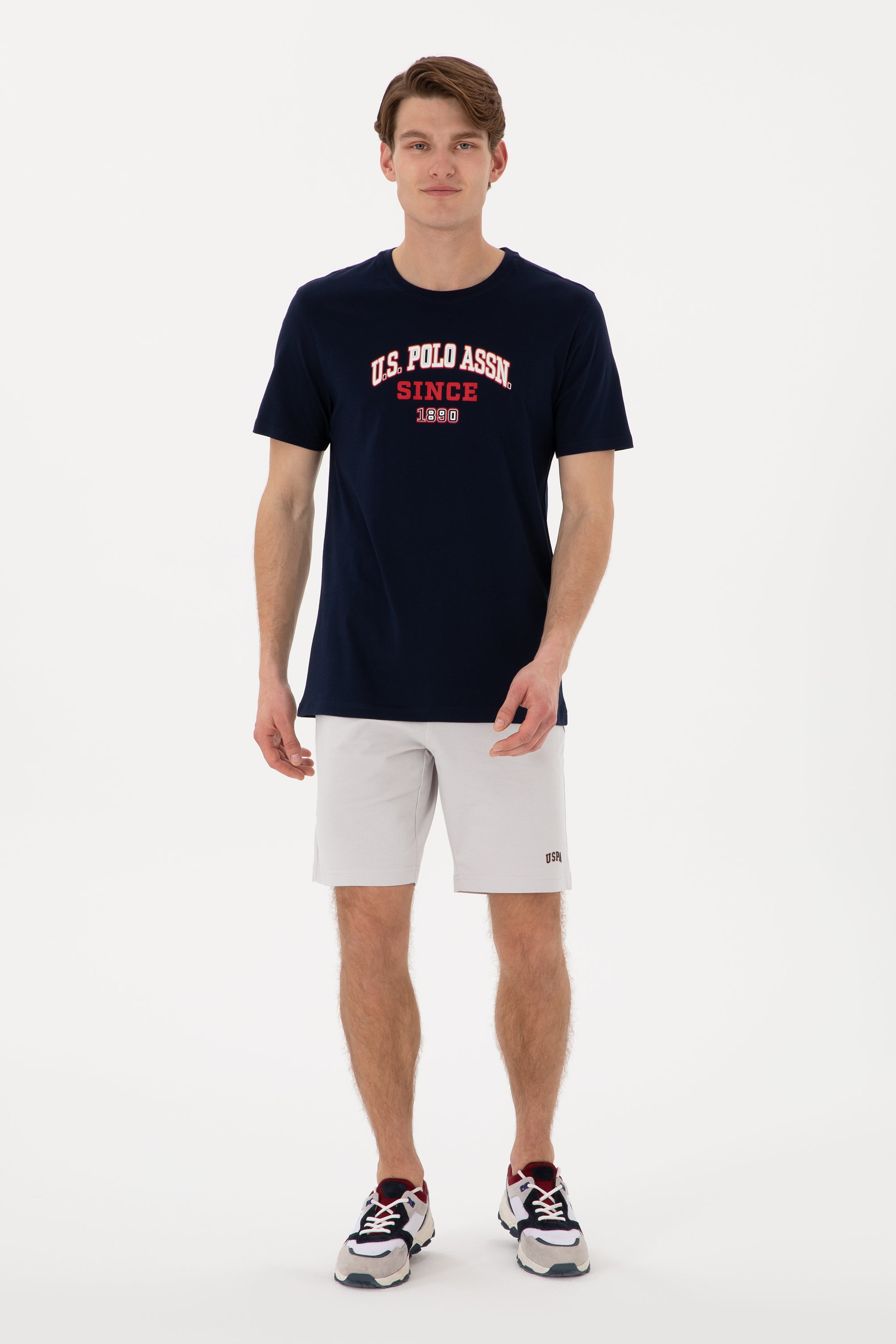 Pantaloni Scurți Bărbați Gri Perla Cu Imprimeu USPA