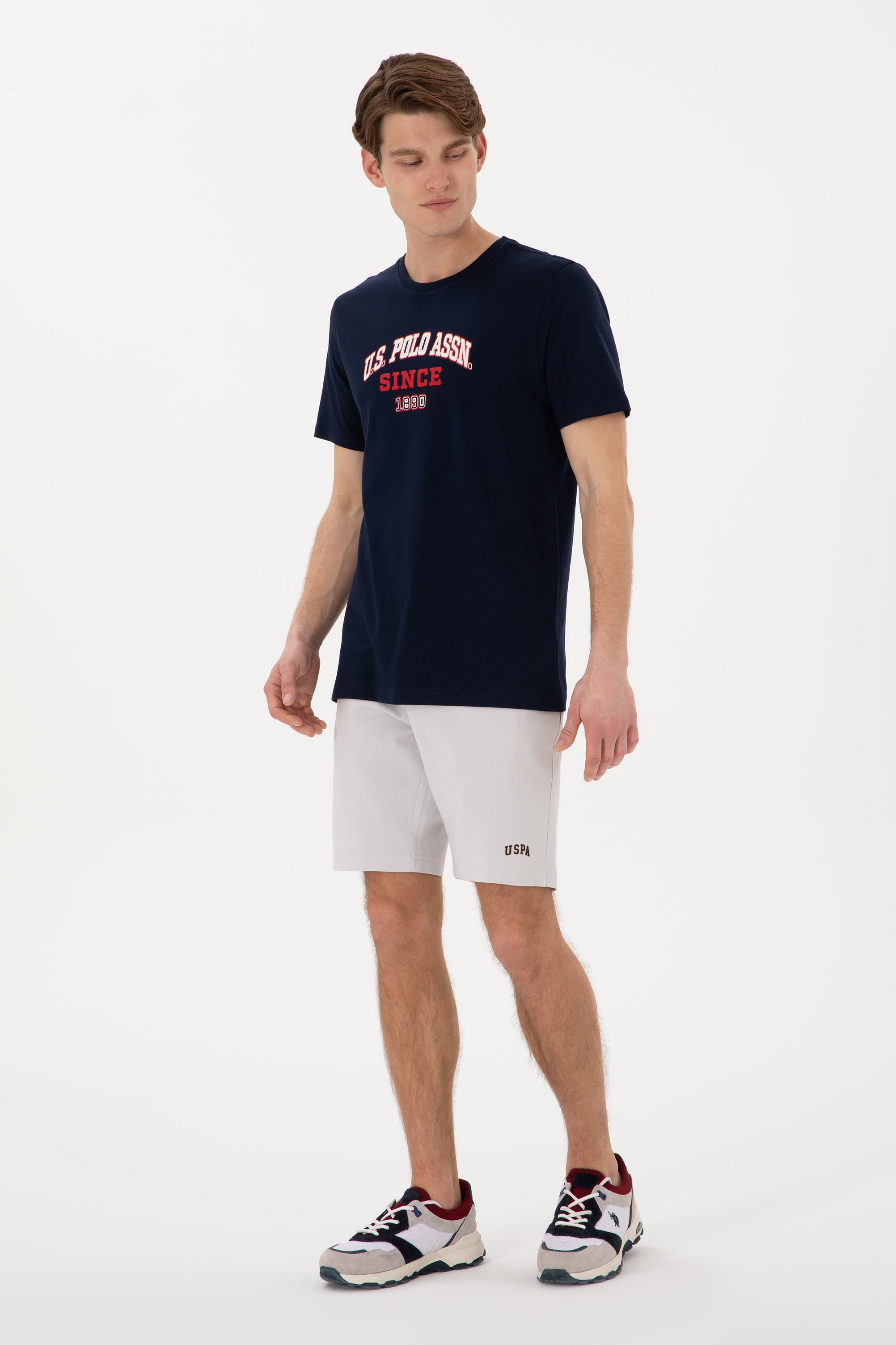 Pantaloni Scurți Bărbați Gri Perla Cu Imprimeu USPA