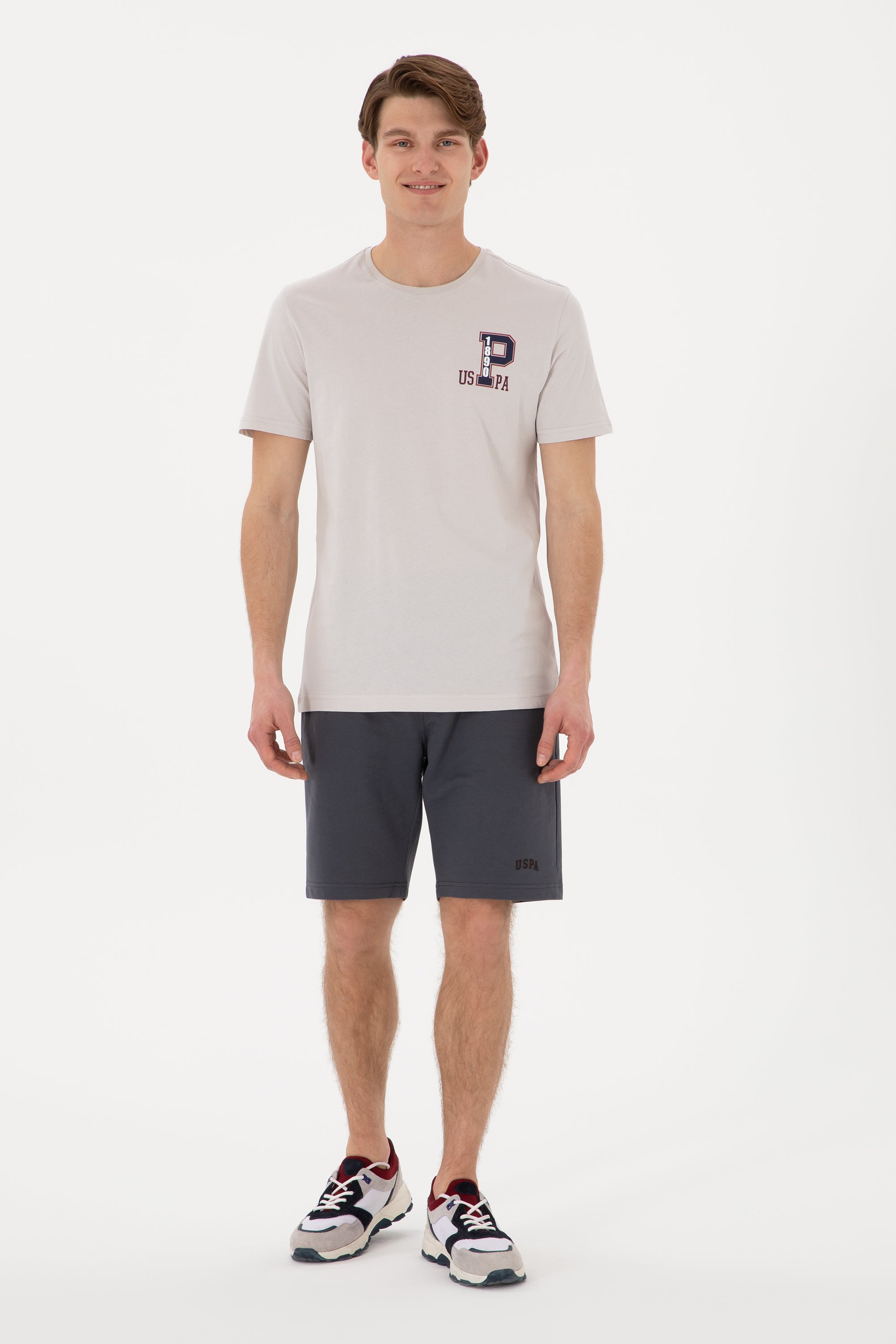 Pantaloni Scurți Bărbați Gri Petrol Cu Imprimeu USPA