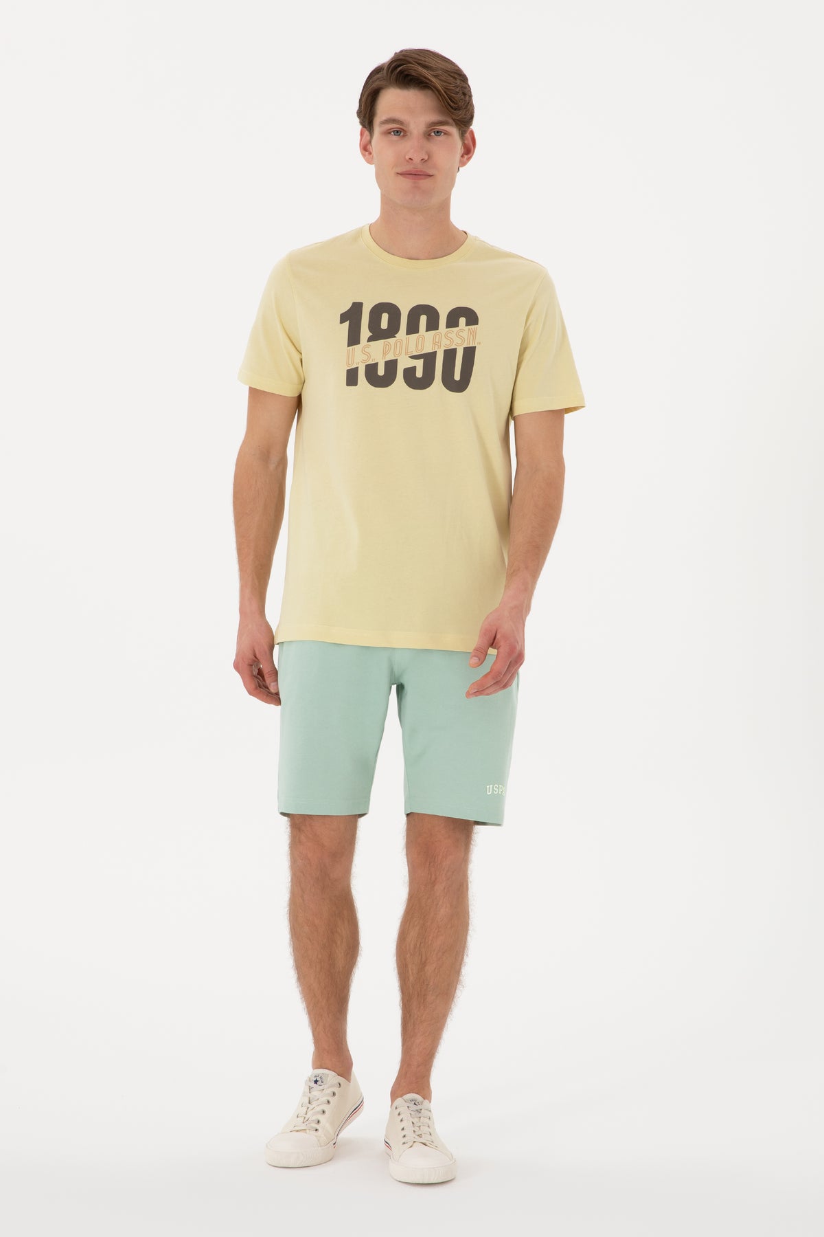 Pantaloni Scurți Bărbați Verde Pal Cu Imprimeu USPA