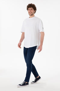 Tricou Bărbați Alb Oversize Cu Logo Brodat Pe Mânecă 